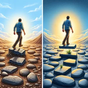 The difference between a stumbling block and a stepping stone is how high you raise your foot.