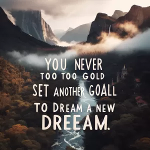 You are never too old to set another goal or to dream a new dream. - C.S. Lewis