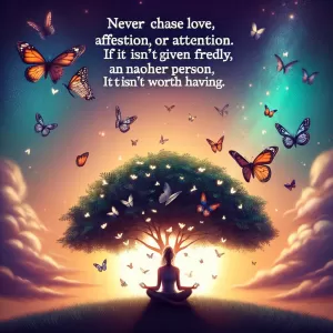 Never chase love, affection, or attention. If it isn't given freely by another person, it isn't worth having.