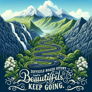 Difficult roads often lead to beautiful destinations. Keep going.
