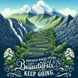 Difficult roads often lead to beautiful destinations. Keep going.