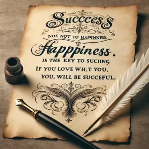 Success is not the key to happiness. Happiness is the key to success. If you love what you are doing, you will be successful. - Albert Schweitzer