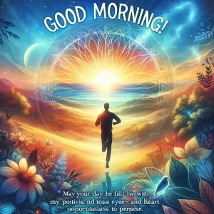 Every morning is a new beginning, a chance to write a new story and create a better ending. 

Inspiration is everywhere, you just have to open your eyes and your heart to see it. 

Believe in yourself and your dreams, and watch as the world comes alive with endless possibilities. 

Chase the sunrise, embrace the day with gratitude, and let your light shine bright. 

Good morning! May your day be filled with positivity, joy, and endless opportunities for growth.