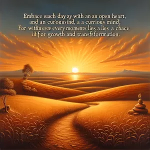 Embrace each day with an open heart and a curious mind, for within every moment lies a chance for growth and transformation.