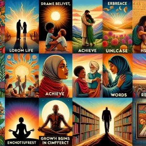 1. Love life, embrace change.
2. Dream, believe, achieve, repeat.
3. Unlock silence, unleash words.
4. Growth begins in discomfort.
5. Heal yesterday, embrace tomorrow.
6. Imperfectly perfect, beautifully flawed.
7. Kindness: A universal language.
8. Bravery hides in fear.
9. Crisis reveals true character. 
10. Pain waters growth seeds.