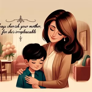 Always cherish your mother, for she’s irreplaceable.