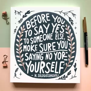 Before you say yes to someone else, make sure you're not saying no to yourself.- e.sologashvili