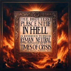 John Kennedy: The hottest place in hell is reserved for those who remain neutral in times of crisis.