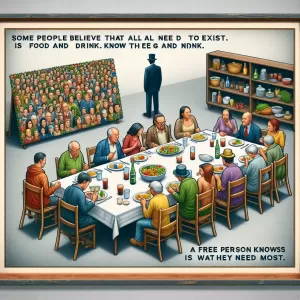 Helmut Stellrecht: Slaves believe that all they need to exist is food and drink. A free person knows that dignity is what they need most.