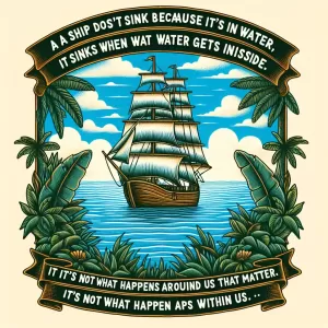 Rousseau: A ship doesn’t sink because it’s in water, it sinks when water gets inside. It’s not what happens around us that matters, it’s what happens within us.