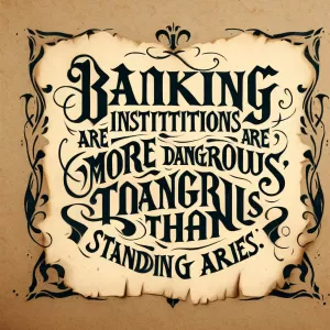 Jefferson: Banking institutions are more dangerous than standing armies.