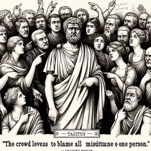 The crowd loves to blame all misfortune on one person. – Tacitus.