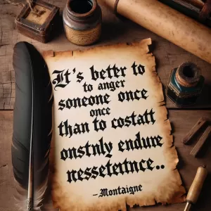 It’s better to anger someone once than to constantly endure resentment. – Montaigne.