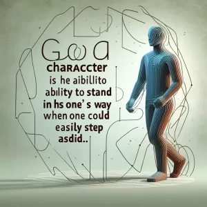 A good character is the ability to stand in one’s own way when one could easily step aside. – Moody.