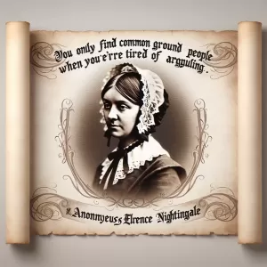 You only find common ground with people when you’re tired of arguing. – Florence Nightingale.