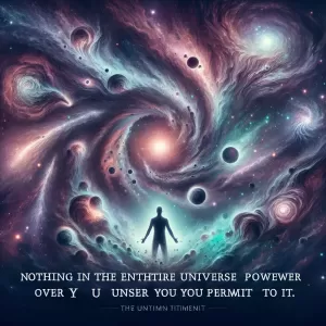 Nothing in the entire universe has power over you unless you permit it to.   Swami Vivekananda