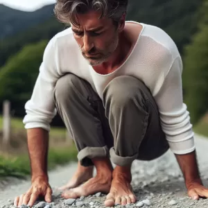 Enlarge Only a man who’s been barefoot remembers the sharpness of gravel.