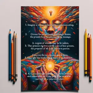 1. Silence speaks, listen deeply.
2. Wounds heal, scars teach.
3. Dreams ignite, hearts follow.
4. Broken crayons still color.