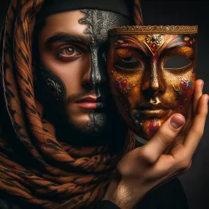 The mask tells more than the face.