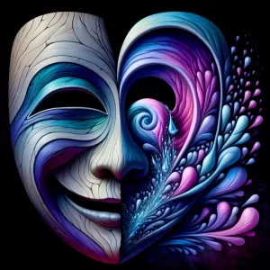 Behind a painted smile, the heart silently weeps.